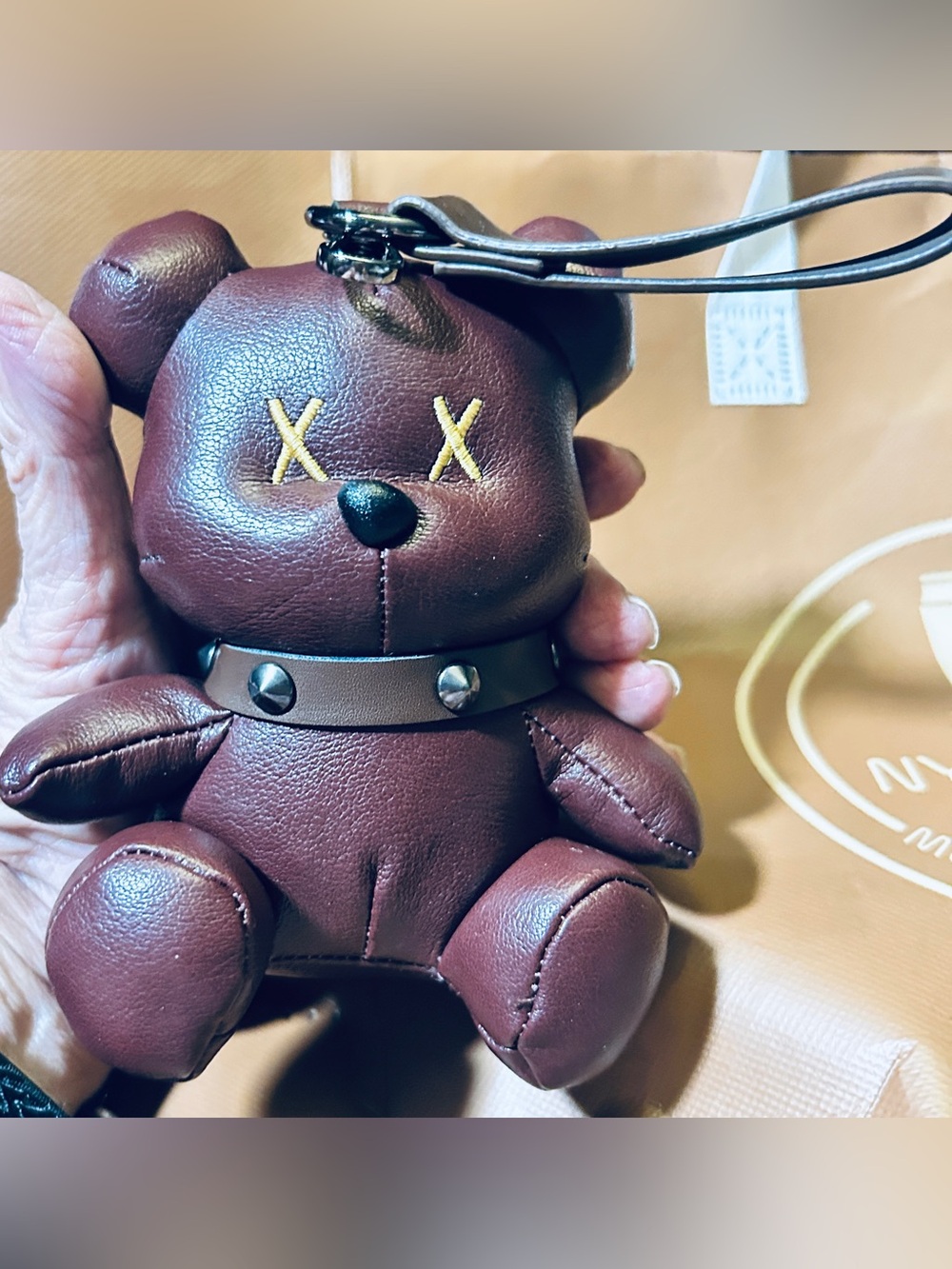 Teddy Bear Vegan Leather Large Purse Charm NEW - Picture 3 of 4